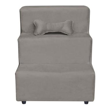 Imagem de Escadinha Pet 3 Degraus Cachorro E Gato Veludo Cappuccino