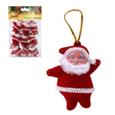 Imagem de Kit 9 Mini Papai Noel Pendentes Enfeites De Natal Para Árvore Decoraçã