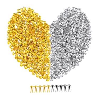 Imagem de Baoblaze 300 unidades de prendedores de papel, pinos de metal decorativos, alfinetes redondos para artesanato, tachinhas, tachinhas de pressão para, Ouro E Prata