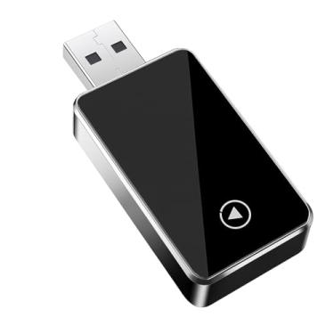 Imagem de Adaptador CarPlay sem fio para iPhone, adaptador Apple CarPlay com fio para sem fio, tamanho mini com cabo de extensão USB e USB-C/Tipo-C, controle estável e sem atraso, Black