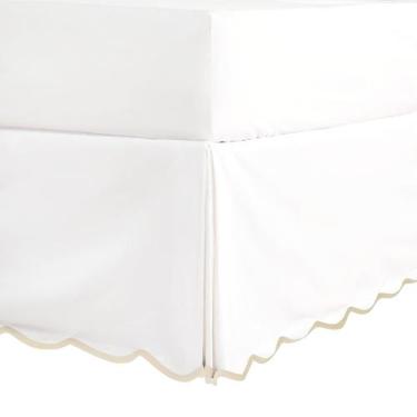Imagem de Saia de cama HIG Off-White, borda em forma de vieira, 37 cm