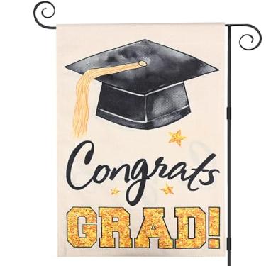 Imagem de Yingkis Diploma Cap Congrats Grad Graduation Yard Sign 2025, bandeira de jardim de serapilheira de dupla face, faixa de gramado resistente ao clima para decoração de formatura, varanda, decorações de