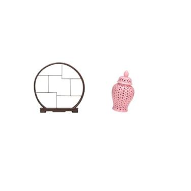 Imagem de Fenteer Suporte de Exposição de Porcelana de Madeira para Decoração de Casa E Organizador de Armazenamento de Escritório, Prateleira Antiga com Tampa para Arr