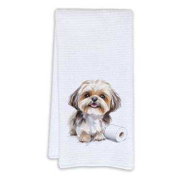 Imagem de Cabana Bro Toalhas de mão engraçadas de banheiro Shih Tzu, presentes de Shih Tzu, presentes de cachorro fofo para mulheres amantes de cães, toalhas de mão decorativas para decoração de banheiro