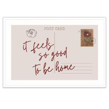 Imagem de Vintage It Feels So Good To Be Home Posters Trendy Pink Postcard Wall Art Funky Stamp Sign Decor Retro Horizontal Canvas Prints Estética para Dormitório Feminino Apartamento Sala de Estar Quarto 30 x