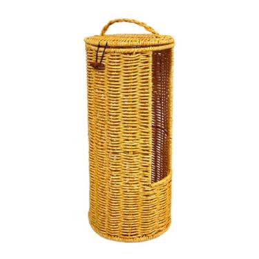 Imagem de YWJLQH Porta-lenços de papel higiênico cilíndrico simples com tampa, ideal para sala de estar e restaurante.