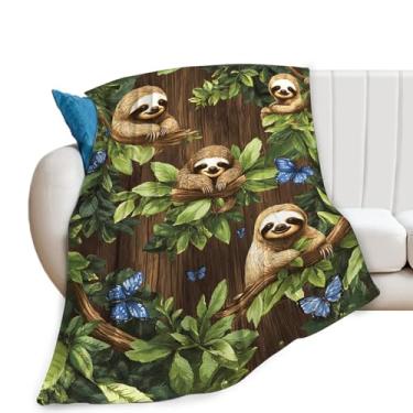 Imagem de Cobertor de preguiça, cobertor de animal, presentes de preguiça, cobertores fofos de preguiça, pelúcia de flanela de lã para mulheres, homens, meninos, meninas, adultos, roupa de cama macia para