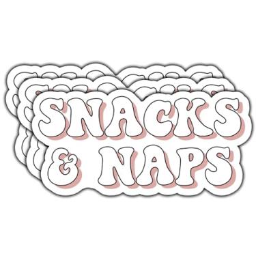 Imagem de (3 peças) Adesivo de lanches e cochilos citação engraçada precisa de lanches adesivos de vinil à prova d'água inspiradores para livros, laptops, telefone, garrafas de água, copo copo de vidro