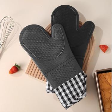Imagem de Luva Térmica para Forno - de Silicone - Resistente ao Calor com Forro Macio – Antiderrapante, Impermeável e Confortável para Forno, Fogão e Churrasco (Preta)