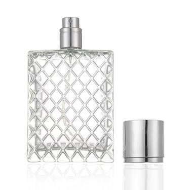 Imagem de Tangseajiao 1 frasco quadrado vazio de spray de vidro transparente de 100 ml, recipiente essencial recarregável para viagem