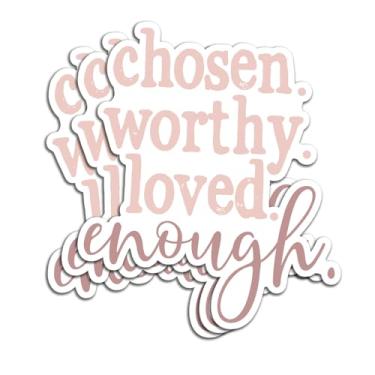 Imagem de (3 peças) Adesivo Chosen Worthy Loved Enough Positive Motivational Frase Quote Decalques Inspirador Impermeável Adesivo de Vinil para Livros Laptops Telefone Garrafas de Água Copo Kindle 3 Polegadas
