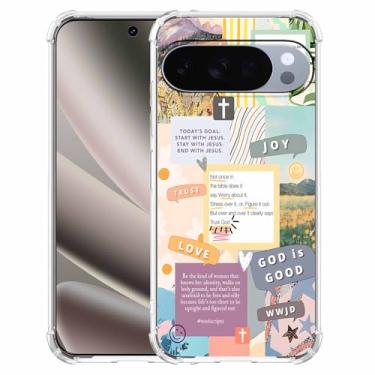 Imagem de Citações Cristãs Bíblia Motivacional Palavras Colagem Padrão, Capa de telefone TPU macio bumper para Google Pixel 10/10 Pro