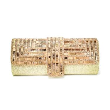 Imagem de YUGAORULI Bolsa de noite clutch feminina com strass brilhante lantejoulas envelope clutch com corrente brilhante para festa de formatura, Dourado, 9 x 4 x 2 inches