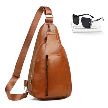 Imagem de Conjunto de mochilas, bolsas transversais para mulheres, pochetes sobre o ombro com óculos de sol, 01 - Marrom