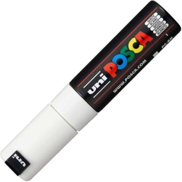 Imagem de UNI POSCA Caneta para marcador de ponta ChISEL PC-8K - branca (caixa com 6)