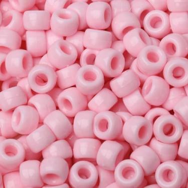 Imagem de NITOPUPU 1200 contas de pônei de 6 x 9 mm para fabricação de joias, contas de cabelo Kandi rosa para kit de fabricação de pulseiras, tranças, artesanato DIY