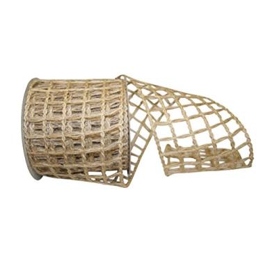 Imagem de Reliant Ribbon 90361W-750-10F Fita de borda com fio de juta Grand Net, 4 polegadas X 25 jardas, natural
