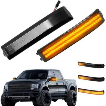 Imagem de HAHLOMEI Luzes de seta sequenciais de LED para espelho lateral compatíveis com acessórios Ford F150 2009 2010 2011 2012 2013 2014 SVT refletor de lente fumê SVT Raptor