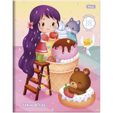 Imagem de Kit de Cadernos Quadriculados, Foroni, 1/4, Ternuritas, 1 cm x 1 cm, Pacote com 10