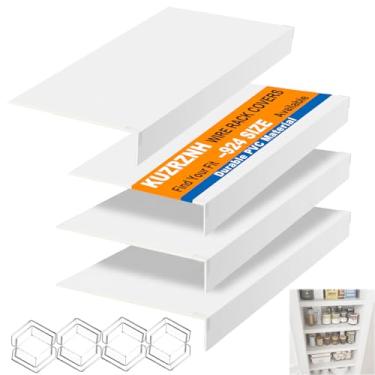 Imagem de Capas de prateleira de arame, 4 peças, 61 x 40 x 5 cm, capa de prateleira de PVC durável para prateleiras de arame, despensa, capas de prateleira de madeira sintética de cozinha, forros organizadores