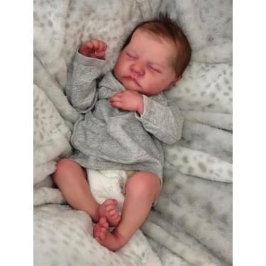 Imagem de Bebe Reborn Realista Recem Nascido 49cm,Boneca Bebe Reborn Silicone Realista - Menino Laváveis De Corpo Inteiro Com Aparência Realista Boneca Recém-Nascida Menino Renascidas,Silicone