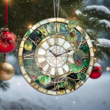 Imagem de Enfeites de Natal, relógio de cristal, enfeites de árvore de Natal feitos à mão, decoração de carro e casa - presentes de Natal, decoração de artesanato em acrílico, ideias de troca de presentes para