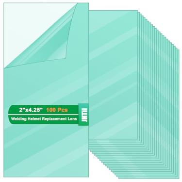 Imagem de Lentes de substituição de capacete de soldagem com 100 peças, lentes de policarbonato transparente antiarranhões de 5 x 10,8 cm para soldagem Arc/MIG/TIG, serve na maioria dos capacetes de soldagem