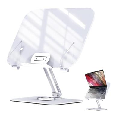 Imagem de Suporte para livros de culinária, suporte para livros ajustável, Suporte para livros giratório multiuso de 360 ​​graus, Suporte para laptop fácil de usar, suporte ergonômico para tablet, laptop, recei