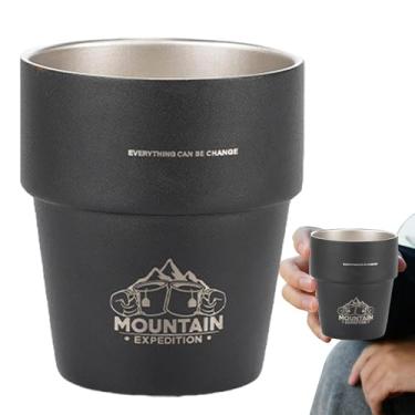 Imagem de Copo de copo, copo de aço inoxidável, Caneca de viagem isolada portátil, Caneca de viagem de café isolada a vácuo de aço inoxidável 300ml, caneca de café isolada para viagens, camping