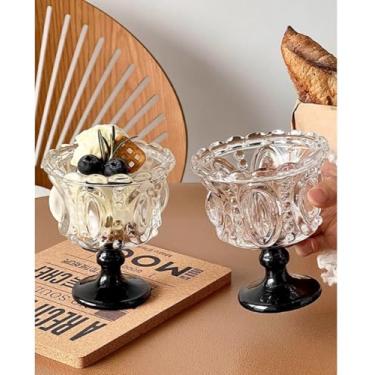 Imagem de YANOOLH Copos de sobremesa de vidro vintage pacote com 2 - 227 g fofo copo de sorvete de frutas tigela de sobremesa xícara de suco xícara de café - ideal para festas de casamento, presentes de férias