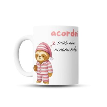 Imagem de Caneca Divertida Acordei, Mas Não Recomendo - Bicho Preguiça Azul ou Rosa (Rosa)