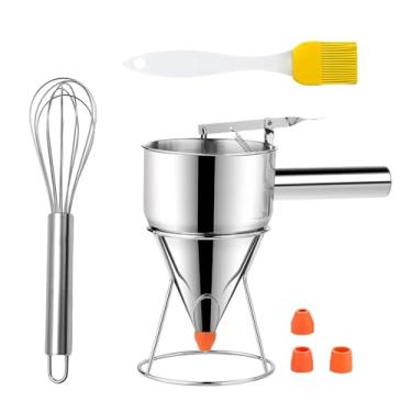 Imagem de Dispensador de massa de aço inoxidável adequado para panquecas, cupcake e waffles inclui suporte