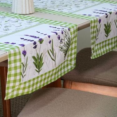 Imagem de Caminho de Mesa Allegra Estampado 1,25m x 43cm em Microfibra 100% Poliéster - Trilho de Mesa Decorativo, Resistente e com Design Exclusivo (Lilás Lavanda)