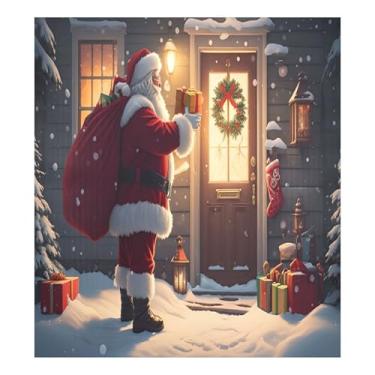 Imagem de SEHANY Capa magnética para lava-louças de Papai Noel, adesivos magnéticos para decoração de Natal antiarranhões para painel de geladeira e lava-louças, decoração de Natal de cozinha doméstica 58 x 66