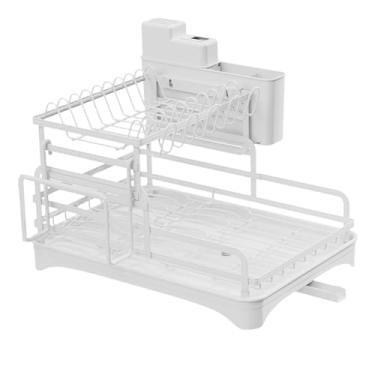 Imagem de Fenteer 2 Tiersdish Rack Utensílios Rack Escorredor de Pratos Organizador Escorredor de Pratos para Bar Hotel, Vermelho