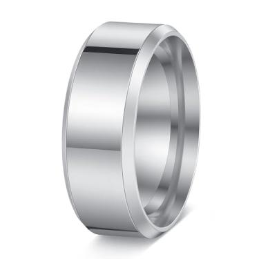Imagem de Udolfly Alianças de casamento para homens mulheres 4 mm 6 mm 8 mm anéis de titânio altamente polido ouro/preto/prata anéis de compromisso para ele ela, 12, Metal, Sem pedra preciosa
