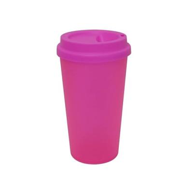 Imagem de Jogo de 10 Copos Ecologico 400ml com Tampa Bucks (Rosa Neon)