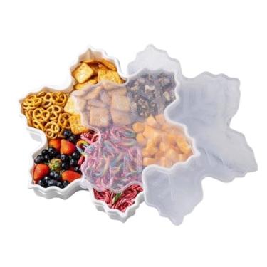 Imagem de Bandeja de lanche de Natal – Conjunto de bandeja de lanche em forma de árvore, kit de bandejas de servir para festas de fim de ano com tampa, caixa de lanches para petiscos, nozes, frutas, pipoca