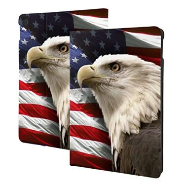 Imagem de Capa de águia com bandeira americana para iPad de 10,2 polegadas, capa para iPad 7ª/8ª/9ª geração, capa de couro sintético premium, suporte de ajuste de visão múltipla com ajuste de ângulo e capa protetora à prova de choque