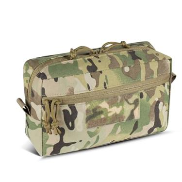 Imagem de LONLOKE Bolsa tática GP larga/alta, bolsas Molle para uso geral, bolsa de armazenamento expandida horizontal/vertical estruturada com painel de gancho e laço (WMC-02, largura)