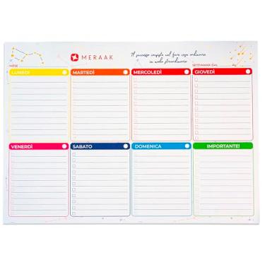 Imagem de MERAAK Agenda semanal de mesa A4 50 semanas em italiano – Calendário de mesa colado 2024