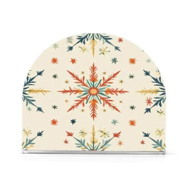 Imagem de Qilmy Porta-guardanapos de flocos de neve de Natal sonhador para mesas, elegante suporte de guardanapo de papel de placa acrílica, dispensador de papel de seda independente moderno para sala de jantar