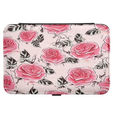 Imagem de Wassud Caixa de joias de viagem com estampa floral moderna, mini organizadora portátil de couro sintético para mulheres, meninas, noiva, porta-joias retangulares para brincos, anéis, colar e pulseiras
