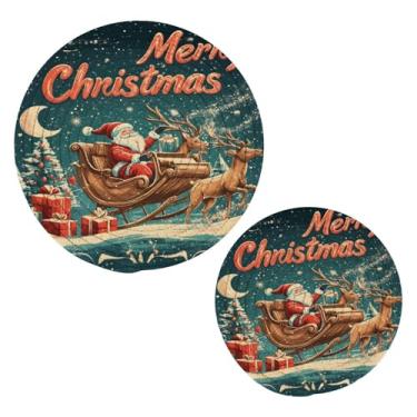 Imagem de Wassud Conjunto de tripé de trenó e rena para pratos quentes, suportes de panela redondos, almofadas quentes de algodão, porta-copos elegantes, decoração de cozinha e acessórios, 2 peças