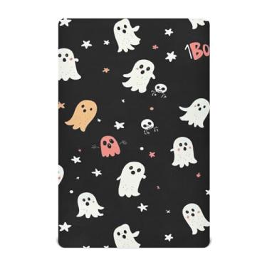 Imagem de Wassud Lençóis de berço respiráveis de Halloween de desenho animado, capas de colchão de berço de 68 x 99 cm, neutros para meninos e meninas (serve para berço padrão e pacote e brincadeira)