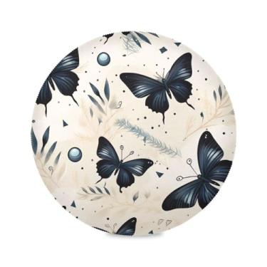 Imagem de Wassud Jogo americano borboletas pretas tapetes de mesa redondos para cozinha e jantar tapetes laváveis decoração de mesa 39 cm