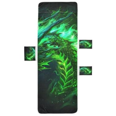 Imagem de STAYTOP Capa de toalha de cadeira de dragão verde, capa de espreguiçadeira macia, capas de cadeira de praia com bolsos para jardim ao ar livre, pátio, pátio, banhos de sol, gramado, 215 x 76 cm