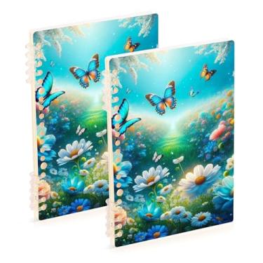 Imagem de Burbuja Cadernos com nome, papel pautado universitário A5 com 60 folhas, fichário para escritório, 2 unidades