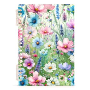 Imagem de Burbuja Caderno Meadow Flowers, papel pautado universitário A5 com 60 folhas, fichário para escritório, 1 pacote