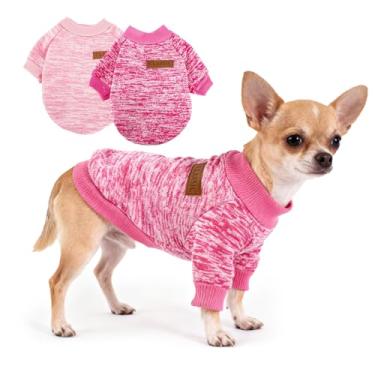 Imagem de hoyuwak 2 peças de suéteres para cães pequenos, quente, inverno, outono, tricô, filhotes, roupas grossas, para chihuahua yorkie